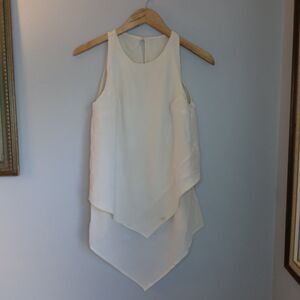 Hunter Bell York Layered Blouse Womens 8 Ivory Sleeveless Handkerchief